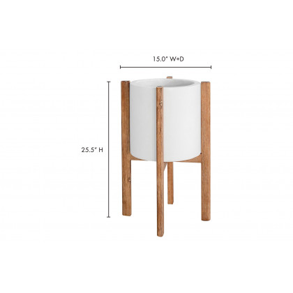 Moe's Everest Round Planter - White, Tall