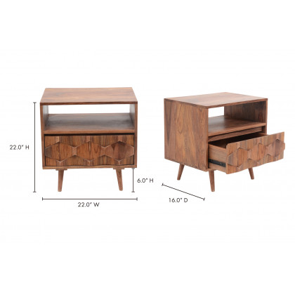 Moe's O2 1 Drawer Nightstand - Natural