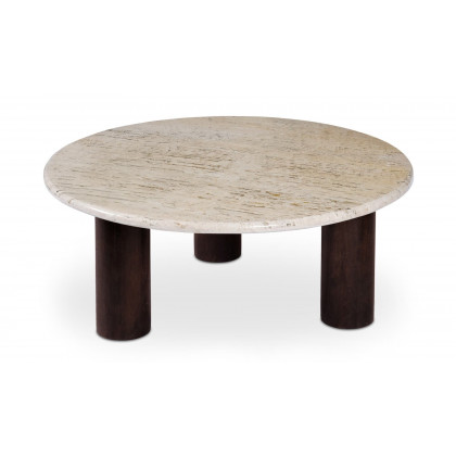 Moe's - Landon Contemporary Round Coffee Table in Beige Travertine