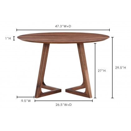 Moe's Godenza Mid-Century Modern Round Dining Table - Brown