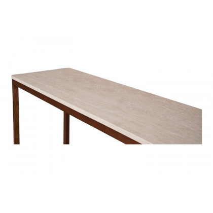 Moe's Ellis Modern Console Table - Brown, Travertine/Wood