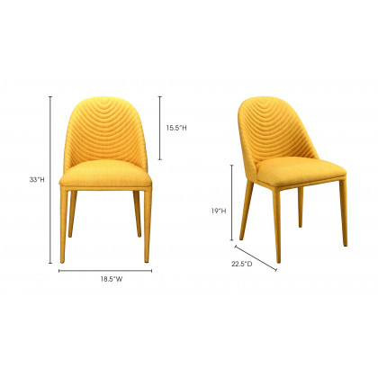 Moe's Libby Contemporary Dining Chair Set of 2 - Yellow