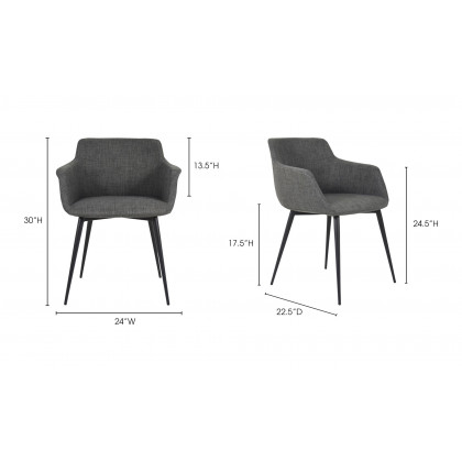 Moe's Ronda Contemporary Armchair Set of 2 - Dark Gray