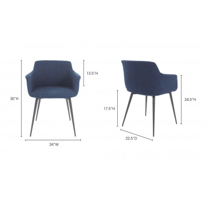 Moe's Ronda Contemporary Armchair Set of 2 - Blue