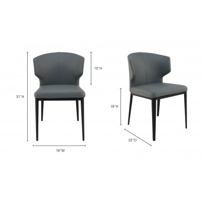 Moe's Delaney Contemporary Dining Chair Set of 2 - Gray