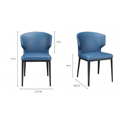 Moe's Delaney Contemporary Dining Chair Set of 2 - Sky Blue
