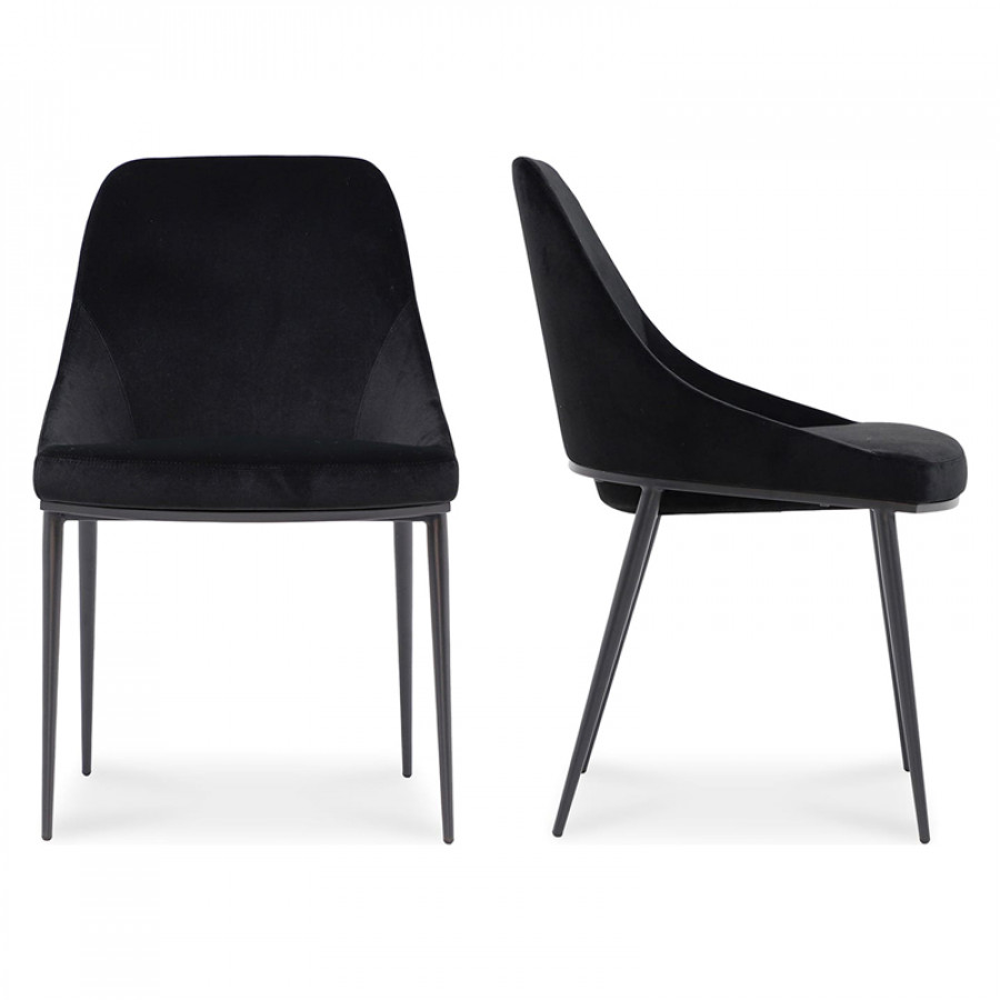 Moe's Sedona Contemporary Dining Chair Set of 2 - Shadowed Black Velvet
