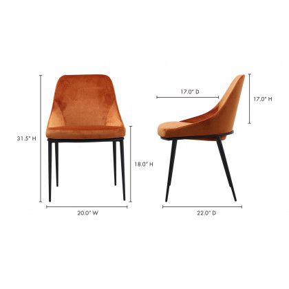 Moe's Sedona Contemporary Dining Chair Set of 2 - Orange