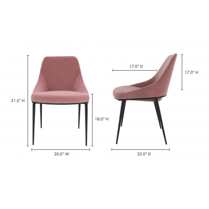 Moe's Sedona Contemporary Dining Chair Set of 2 - Pink