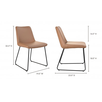 Moe's Villa Contemporary Dining Chair Set of 2 - Light Brown
