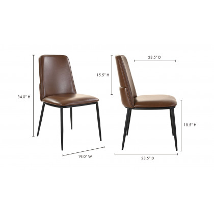 Moe's Douglas Contemporary Dining Chair Set of 2 - Dark Brown