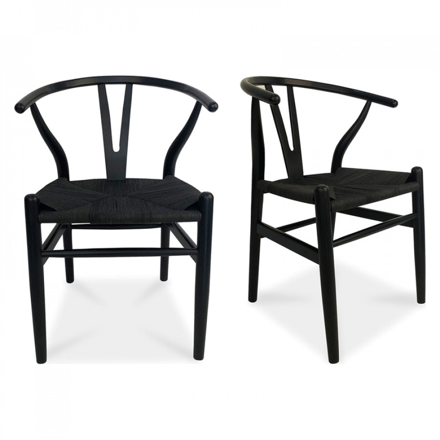 Moe's Ventana Scandinavian Dining Chair Set of 2 - Black