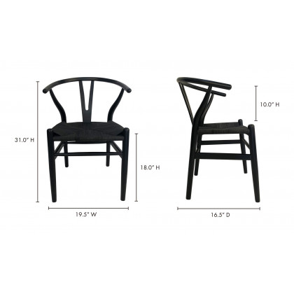 Moe's Ventana Scandinavian Dining Chair Set of 2 - Black
