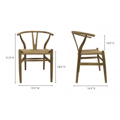 Moe's Ventana Scandinavian Dining Chair Set of 2 - Natural