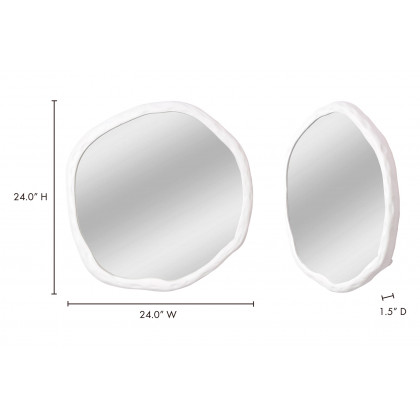 Moe's Foundry Round Mirror - White, Small