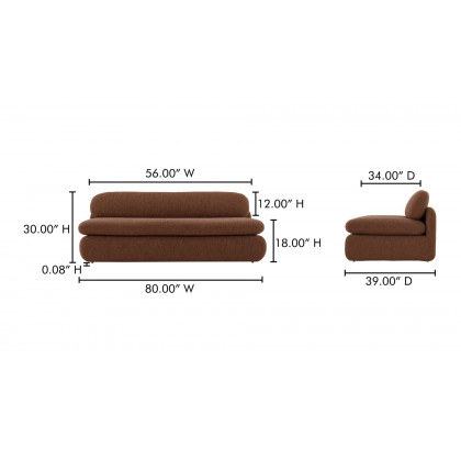 Moe's Scout Contemporary Sofa - Toffee