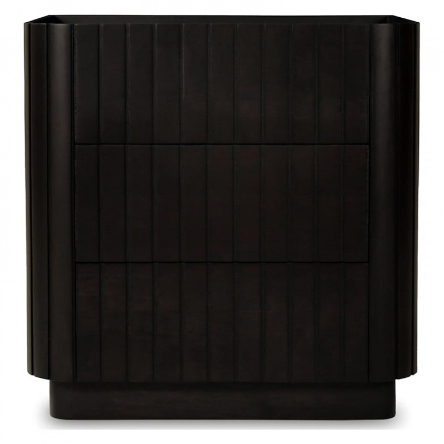 Moe's Povera Contemporary 3-Drawer Nightstand - Black