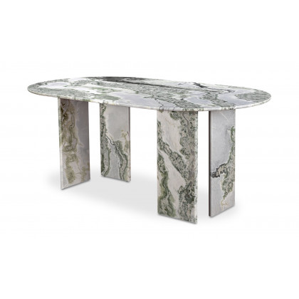 Moe's Celia Contemporary Oval Dining Table - Green Onyx Marble