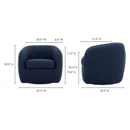 Moe's - Maurice Swivel Chair in Blue