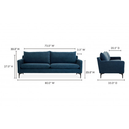 Moe's Paris Sofa - Blue