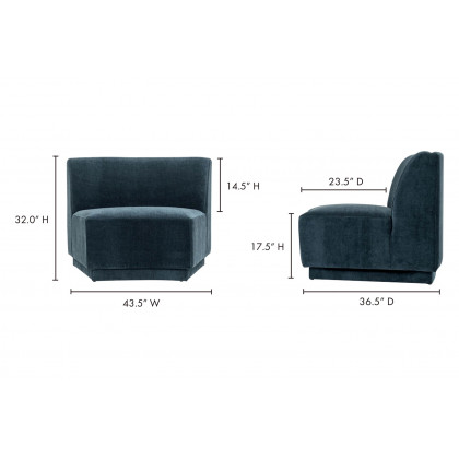 Moe's Yoon Slipper Chair - Nightshade Blue