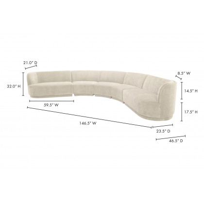 Moe's Yoon Radius Modular Sectional - Sweet Cream