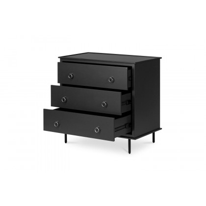 Moe's Reagan Contemporary 3 Drawer Nightstand - Black