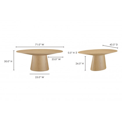 Moe's Otago Oval Dining Table - Oak, 71"