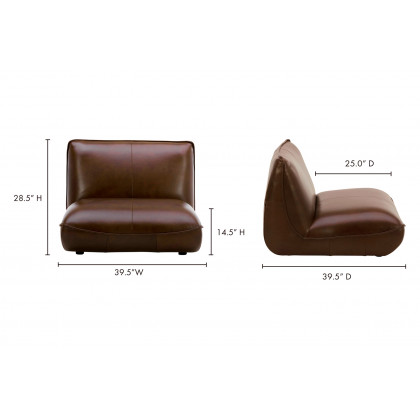 Moe's Zeppelin Leather Slipper Chair - Brown