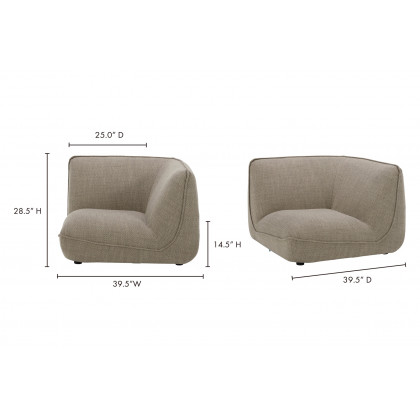 Moe's Zeppelin Corner Chair - Speckled Pumice