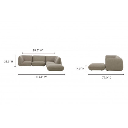Moe's Zeppelin Lounge Modular Sectional - Speckled Pumice
