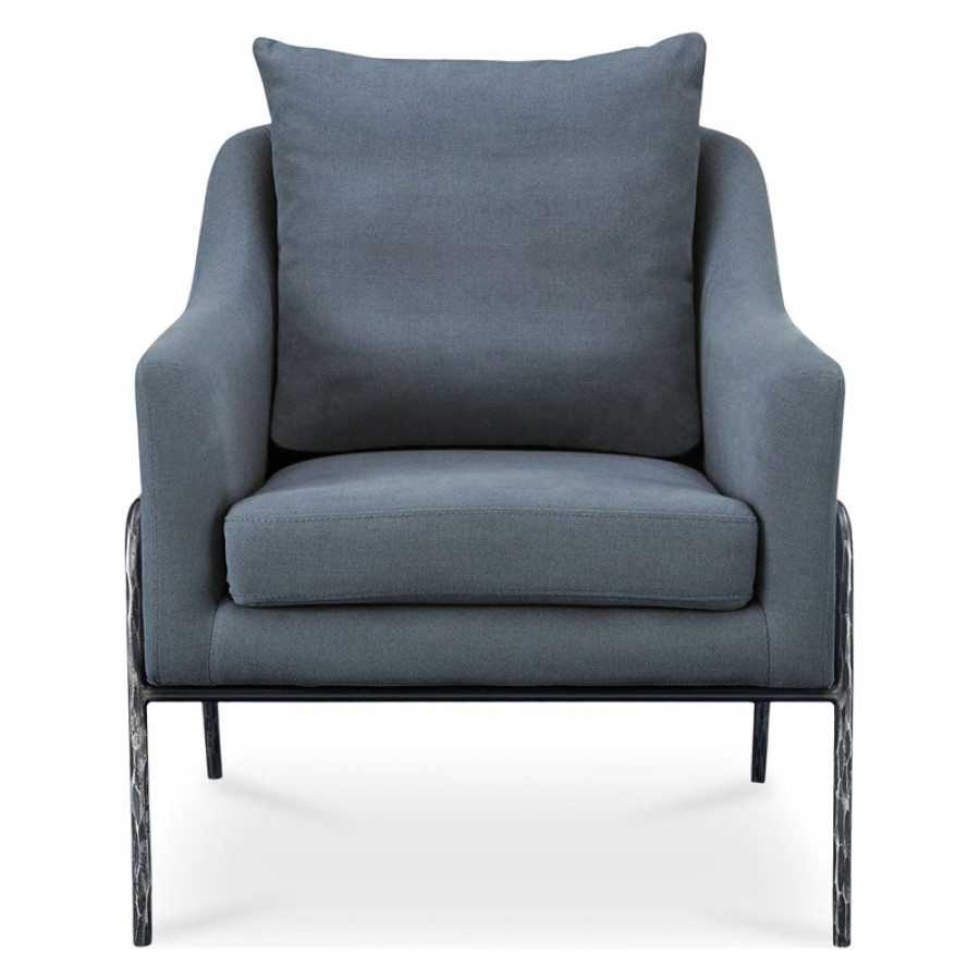 Moe's Archer Rustic Accent Chair - Slate Blue Linen Blend