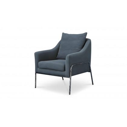 Moe's Archer Rustic Accent Chair - Slate Blue Linen Blend