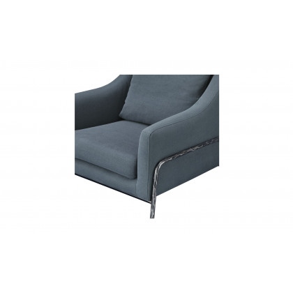 Moe's Archer Rustic Accent Chair - Slate Blue Linen Blend