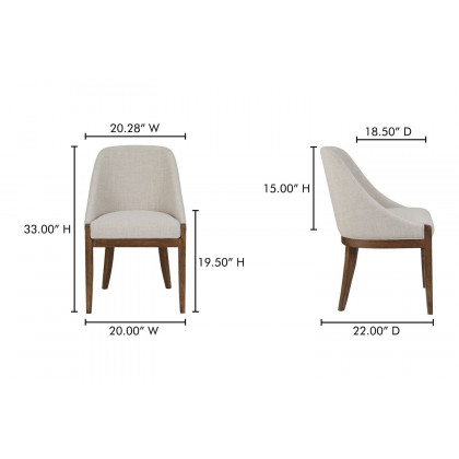 Moe's Edward Rustic Dining Chair - Heather Beige