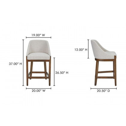 Moe's Edward Rustic Counter Stool - Heather Beige