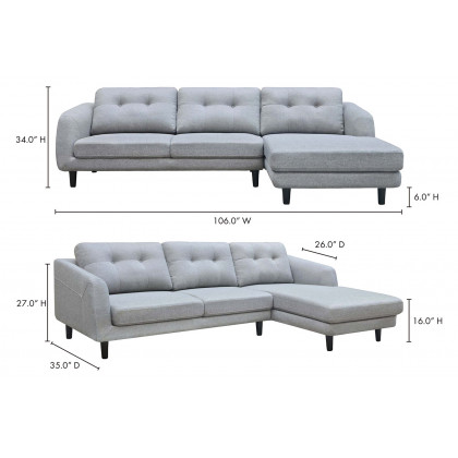 Moe's Corey Sectional - Dark Gray, Right Facing