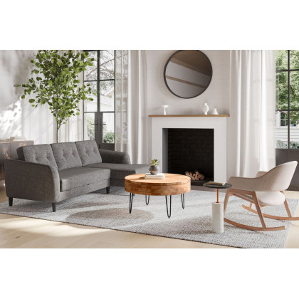 Moe's Belagio Sofa Bed With Chaise - Charcoal Gray, Right Facing