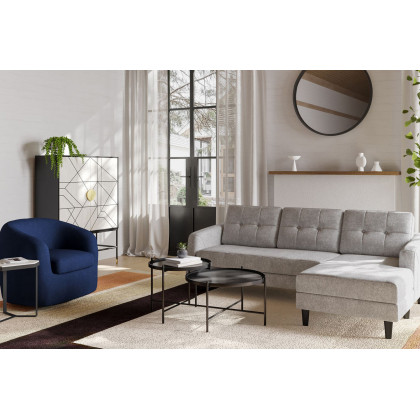 Moe's Belagio Sofa Bed With Chaise - Light Gray, Right Facing
