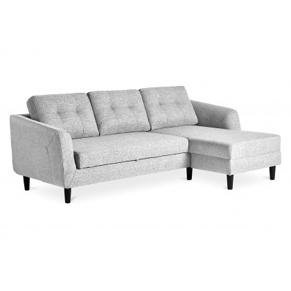 Moe's Belagio Sofa Bed With Chaise - Light Gray, Right Facing