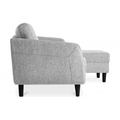 Moe's Belagio Sofa Bed With Chaise - Light Gray, Right Facing
