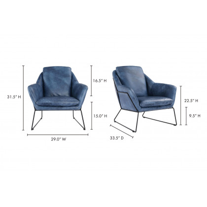 Moe's Greer Club Chair - Dark Blue
