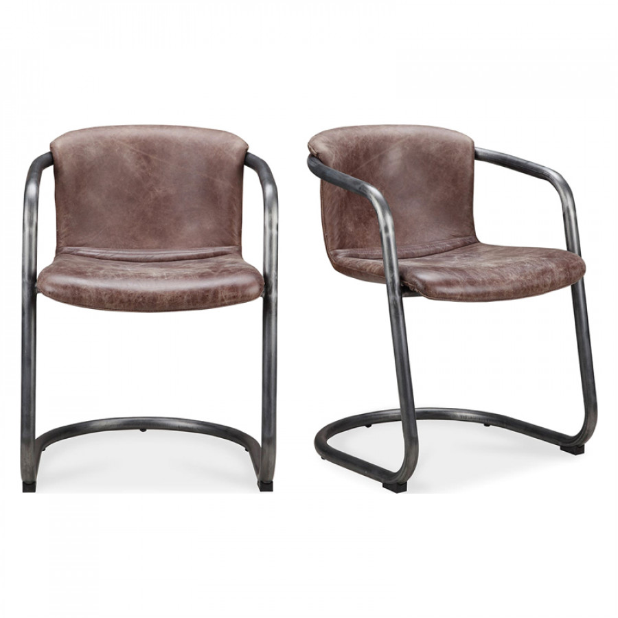 Moe's Freeman Industrial Dining Chair Set of 2 - Brown