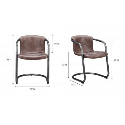Moe's Freeman Industrial Dining Chair Set of 2 - Brown