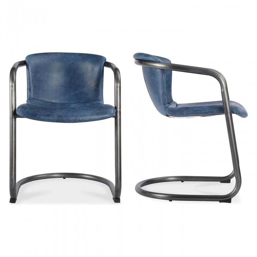 Moe's Freeman Industrial Dining Chair Set of 2 - Dark Blue