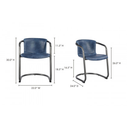 Moe's Freeman Industrial Dining Chair Set of 2 - Dark Blue