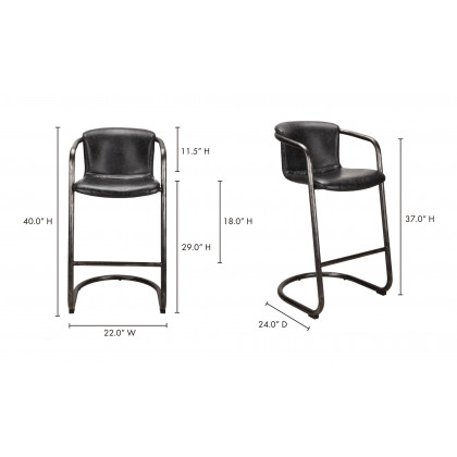 Moe's Freeman Industrial Bar Stool Set of 2 - Black