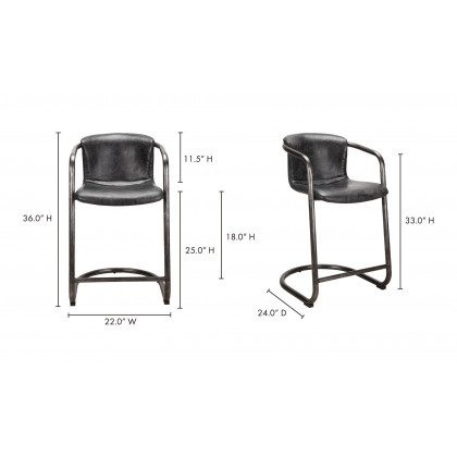 Moe's Freeman Industrial Counter Stool Set of 2 - Black