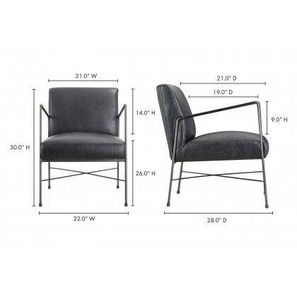 Moe's Dagwood Leather Armchair - Black