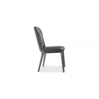 Moe's Shelton Industrial Dining Chair Set of 2 - Ebony, Leather